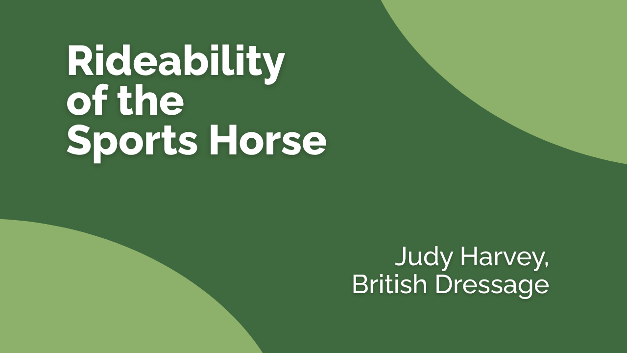 Rideability of the Sports Horse - Judy Harvey